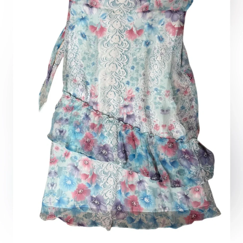 Sundance Fairycore Dress Size 14 Womens 100% Silk Sleeveless Ruffled Tiered Midi - Picture 8 of 10